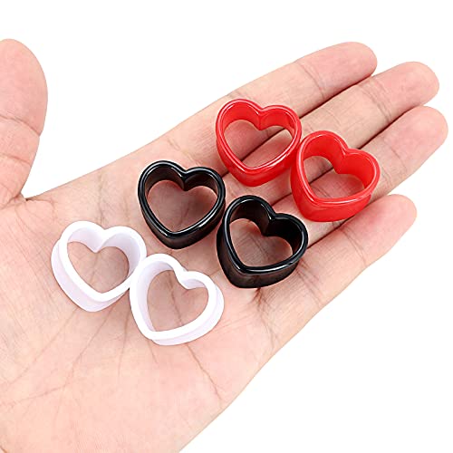 Qmcandy Conjunto de alargadores de orelha de acrílico em forma de coração, 6 pçs/18 peças, conjunto
