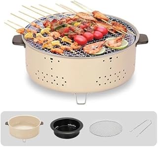 Non-Stick Grill - Mini Charcoal Barbecue with Anti-Heat Handle for Safe Handling, Ideal for Home, Outdoor Gatherings, and Camping Activities