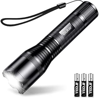 Blukar LED Torch, 2000L Super Bright Adjustable Focus Flashlight, 5 Lighting Modes, Battery Powered IPX6 Waterproof Pocket Size Torch for Power Cuts, Emergency, Outdoor (3 AAA Batteries Included)