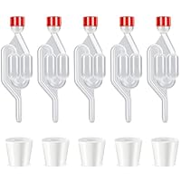 Guidre 5 Stück Gärröhrchen Gärspund Gummistopfen Mit Deckel Wein Selber Machen Set für Fermentieren Brauen von, Herstellung Sauerkraut Gären Kimchi