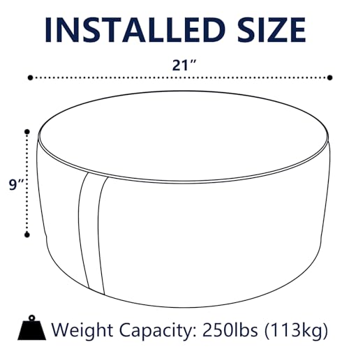 TWLEAR Indoor/Outdoor Inflatable Ottoman D21 x H9 inch, Round Footstool Inflatable Foot Rest Ottomans with Handle, Portable Ottoman Pouf for Patio, Garden, Camping, Home,Flower Black by TWLEAR - Image 3