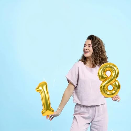 Image of TONIFUL Number Balloons 16 Inch Gold 0-9 Number Mylar Foil Balloons 10 Pcs Gold Custom Digital Balloons for Birthday Party Engagement Graduations Anniversary Baby Shower Decorations Party Supplies