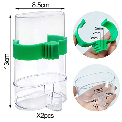 2 Pcs Automatic Bird Water Dispenser Parrot Bird Water Feeder Bottles Bird Drinker Seed Food Container Parakeet Cage Accessories For Parakeet Budgies Cockatiel Lovebird Small Birds Canary Finch #TOP1