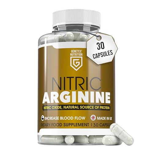 Nitric L-Arginine Natural Protein Source Supplement, Nitric Oxide Booster – Supports Performance, Energy & Stamina – 30 Capsules – Vegan & Vegetarian Friendly - UK Made Herbal Supplement