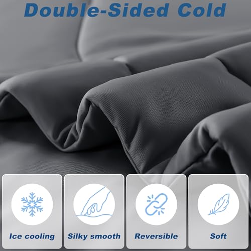 Cooling Comforter King Size, Double-Sided Cold Tech Fabric Quilted Bed Comforters Cooling Blanket for Hot Sleepers, Breathable Lightweight Summer Bedding, All-Season Ice Blanket, Dark Gray