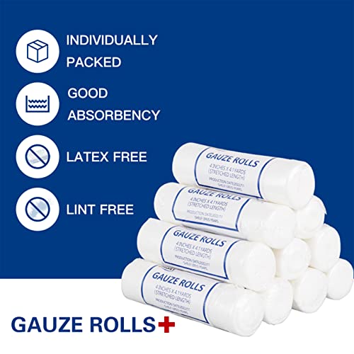 Gauze Rolls,24 Packs Of 4 Inches X 4.1 Yards, Latex-Free Conforming Stretch Gauze Bandage Roll, Non-Sterile Gauze Rolls And Medical Gauze Rolls, Super Soft Woven For Primary Wound Dressing Support #TOP1