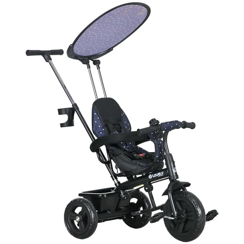 HOMCOM 6-in-1 Dreirad mit Schubstange ab 9 Monate bis 25 kg Kinderdreirad...