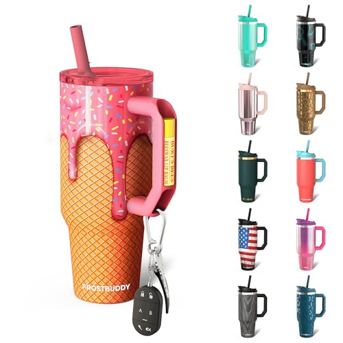 Frost Buddy Thicc Buddy - 40 oz Stainless Steel Vacuum Insulated Tumbler with Lid and Straw for Water - Travel Mug Cupholder Friendly - Gifts for Women Men Him Her (Ice Cream)