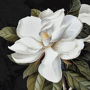 Miniatura 6 de ArtbyHannah Lienzo decorativo para pared, cuadros de flores, decoración de pared con magnolia blanca oscura, pintura floral para dormitorio, sala de