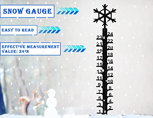 JMBay Snow Gauge, 24 Inch Snowfall Measuring Gauge, Winter Snowflake Metal Ruler, Handmade Metal Snow Measuring Stick Garden Stakes for Yard, Christmas Rain Gauge Outdoor Decoration Gift
