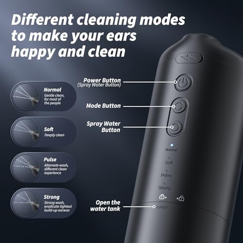 Ear Wax Removal - Electric Ear Cleaner - Ear Cleaning Kit - Ear Irrigation Kit Safe Ear Irrigation Flushing System with 4 Pressure Settings - Effective Ear Wax Removal Tool for Earwax Buildup