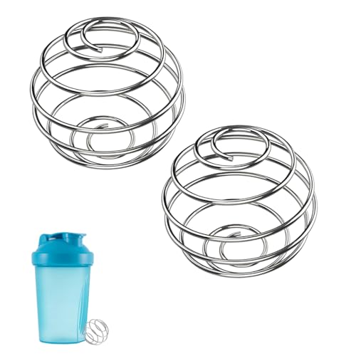 GZSYWZ 2 Pezzi Pallina Frullatore per Shaker Proteico - Bottiglia in Acciaio Inossidabile Miscelatore Sfera, Palline Frullatore con Filo Frusta, Palline Miscelatrici, 32 * 32mm × 2 Pezzi