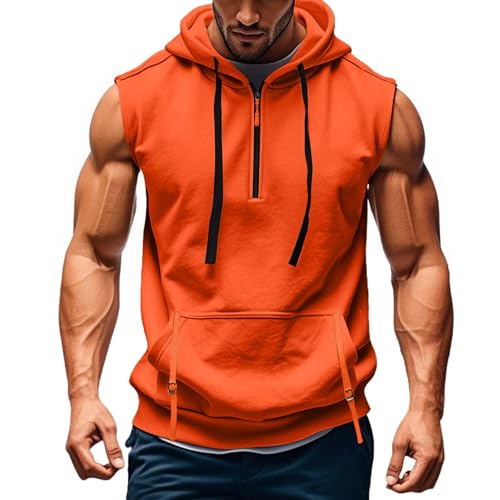 Short Sleeve Hoodies for Men Hooded Muscle Pullover Quarter Zip T-Shirts Athletic Tees Gym Workout Sweatshirt