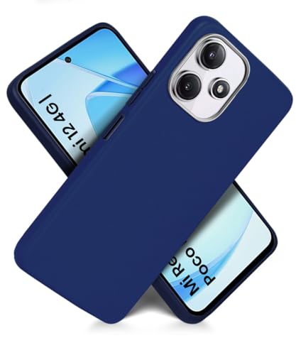 Image of WOW IMAGINE Leather Fabric Soft TPU Back Cover for Mi Redmi 12 5G | Redmi 12 4G | Poco M6 Pro 5G (Blue)