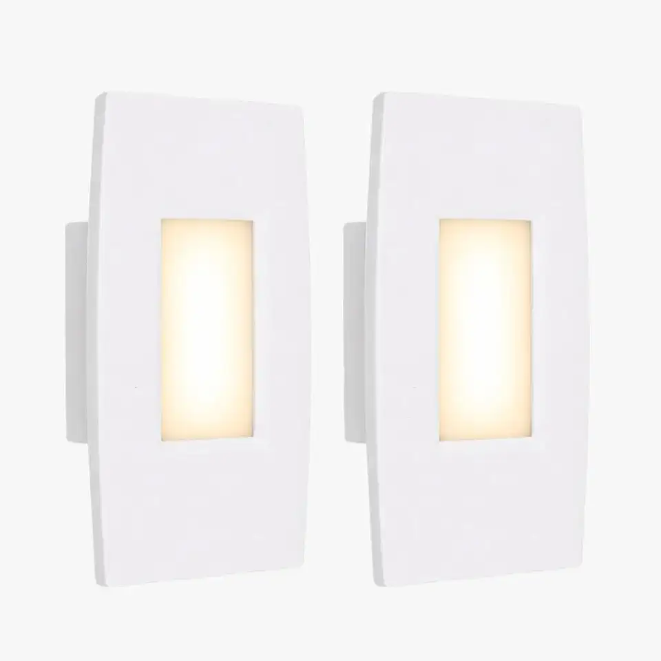 Kit 2 Balizador Parede LED 3000k Embutir 4x2 Bivolt Luz Noturna Quarto Corredor