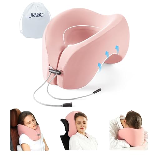 jiaao Memory Foam Airplane Neck Pillow, Portable Travel Neck Pillow, Pink -0206