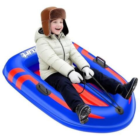 Raxurt Inflatable Snow Sled, Heavy Duty Snow Tube with Sturdy Handles for Kids and Adults, Extra Durable 0.7 mm PVC Snow Sleds, Sledding Winter Outdoor Fun Toys for Children Boys Girls Cover