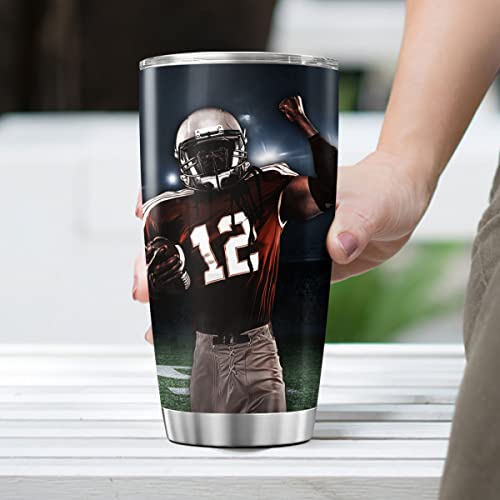 CUBICER Football Insulated Mug Cup Soccer Players Coffee Tumblers Sport Match Tumbler Gifts For Men Adults Son Husband Christian On Birthday Stainless Steel 20 Oz Home Travel Mugs by CUBICER - Image 4