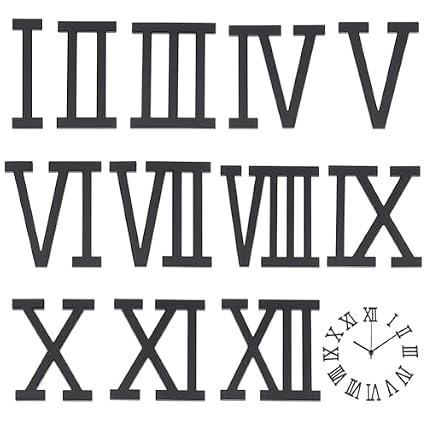 BENECREAT 12 Pack Acrylic Roman Numerals Set for DIY Wall Clock Making, 1 . 57 inch Clock Numbers