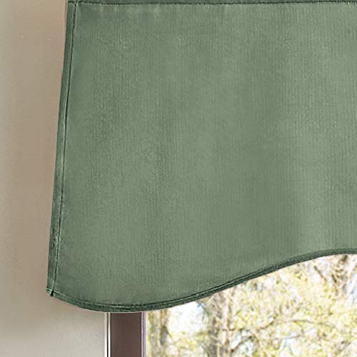 Martha Stewart Lucca Velvet Lined Scallop Window Curtain 50" W X 18" L, Valance, Loden Green #TOP2