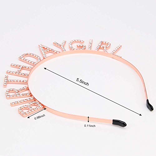 Aoprie Birthday Girl Headband Birthday Tiara For Women Girls Happy Birthday Princess Crown Rhinestone Happy Birthday Accessories, Rose Gold #TOP6