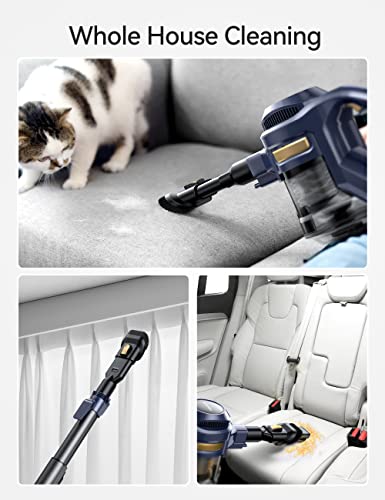 Voweek Cordless Stick Vacuum Cleaner, Lightweight Handheld Vac Powerful Suction For Hard Floor Carpet Pet Hair Car, Long Runtime Detachable Battery With Led Indicator, Self-Standing, 1.3L Dust Cup #TOP4