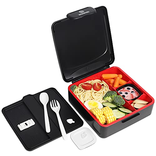 Wagindd Bento Lunch Box For Kids, Leak-Proof Bento-Style Kid Snack Containers With 4 Compartments, Bento Boxes With Utensils And Handle For School #TOP7