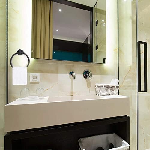 Stainless Steel Black Towel Ring and Toilet Paper Holder, 2 Pcs Bathroom Black Hand Towel Holder Wall Mounted and Towel Ring (Matte Black)