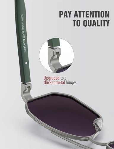image for LUENX Aviator Sunglasses for Men Driving Square Polarized Polygon Lens