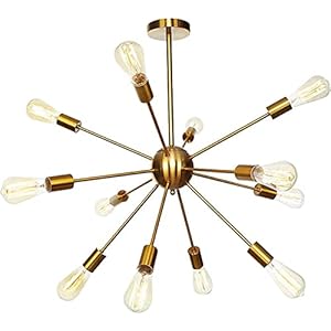 SPUTNIK LUSTARLIER, Vintage Modern Mildy Century hanglamp met E27 gloeilamp, kleur hanger van smeedijzer voor woonkamer…