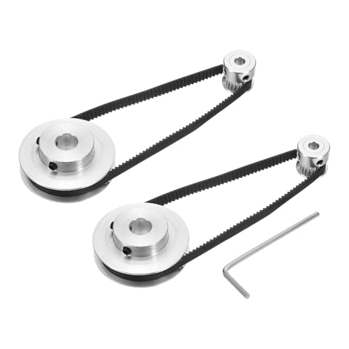 uxcell 2 Set GT-2 Synchronous Wheel 20&48 Teeth 6.35mm Bore, Aluminum Alloy Timing Pulley Wheel with 2Pcs Length 200mm, Width 6mm Belt for 3D Printer, CNC Machine (20-48T-6.35B-6)