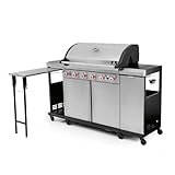 LANDMANN Gasgrill 6.1 Grillwagen mit 6 Brennern, MaxX-Zone, großer Grillfläche & Gusseisenrosten | leistungsstarker Grill für Garten & Outdoor mit LED-Reglern und Seitentisch für entspanntes Grillen