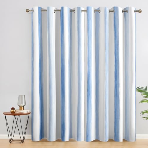 Rideaux occultants haut de gamme bleu et blanc déco salon moderne