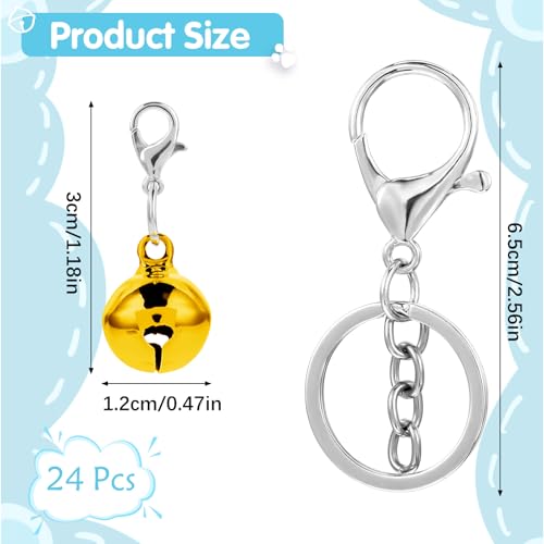 Wanmu 26Pcs Cat Dog Collar Bells, Loud Bell for Cat Collar, Pet Bell Collars Charms with Loud Crisp Sound, Pet Tracker Bells, Keychain Hanging Lobster Buckle