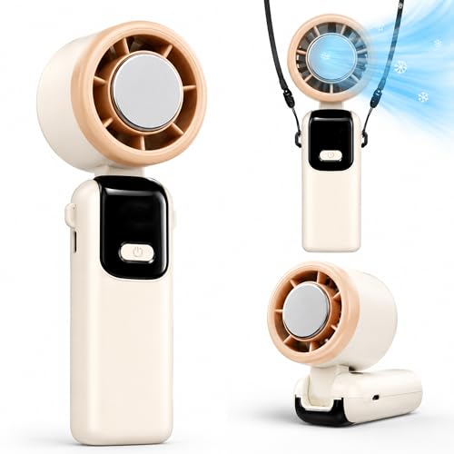 Image of OLV Mini Portable Hand Fan, 14000 RPM High Speed with Ice Frost Touch Mode, 2400mAh USB Rechargeable Battery, LED Battery Display, 90 Rotatable Mini Fan for Travel, Office, Makeup & Outdoor White
