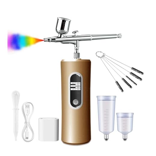 Fascinated Cordless Airbrush kit with Compressor Display, Portable Handheld Rechargeable Airbrush Gun Set for Makeup Painting Cake Decor Nail Art Barbers Model Coloring