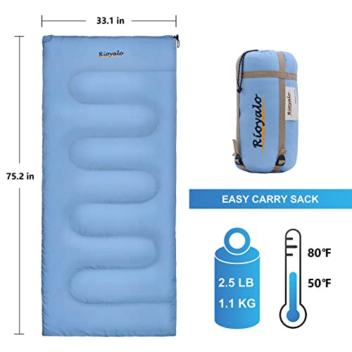 Rioyalo Ultralight Backpacking Sleeping Bag | Compact Lightweight Camping Sleeping Bags For Adult | 3 Season Cool/Warm Weather Hiking Sleeping Bags With Compression Sack In Rectangular - 75 X 33 In #TOP1