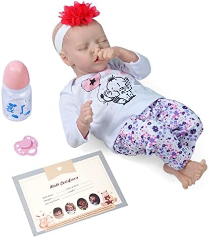 JIZHI Reborn dolls - 17-Inch Handmade Realistic Baby Dolls Soft Cloth Body with Toy Accessories, Reborn Baby Dolls Like a Lifelike Baby(Sleeping baby)