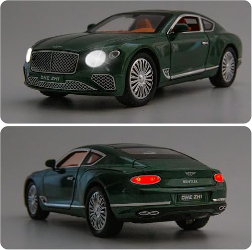 Image of Compatible for 1 /24 Bentley Continental GT Model Car Alloy Diecast Toy Car Collectible Pull Back Toy Vehicles with Sound and Light Door Can Be Opened for Girls Boys Gift (Green)