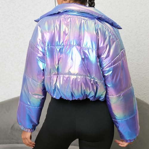 Jaqueta Acolchoada Feminina, Casaco de Inverno Acolchoado Casual para Mulheres, Cor Brilhante, Fácil