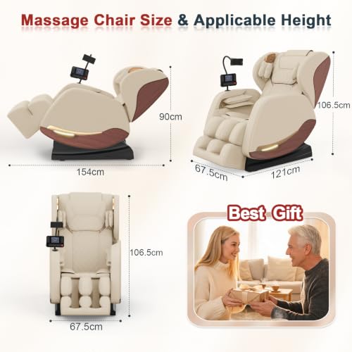 yewglen Massage Chair Full Body, 14 Fixed Rollers, Zero Gravity Recliner