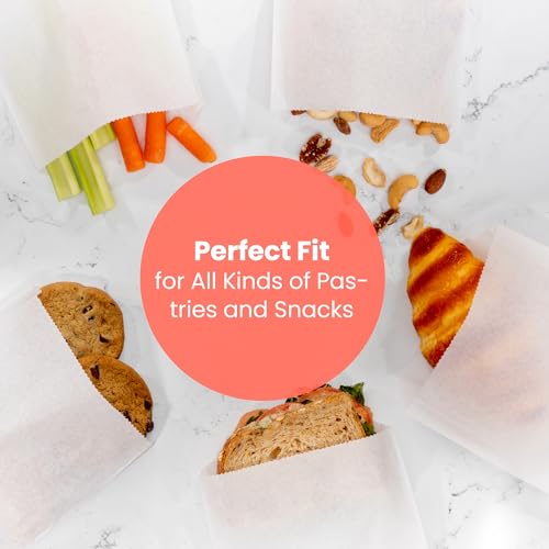 Fit Meal Prep 300 Pack Paper Sandwich Bags 7 x 6”, Greaseproof Snack Bags, Food Grade Pastry Bag, Recyclable Small Paper Bags, Cookie Sleeves, Food Packaging for Bakery, Donuts by Fit Meal Prep - Image 6