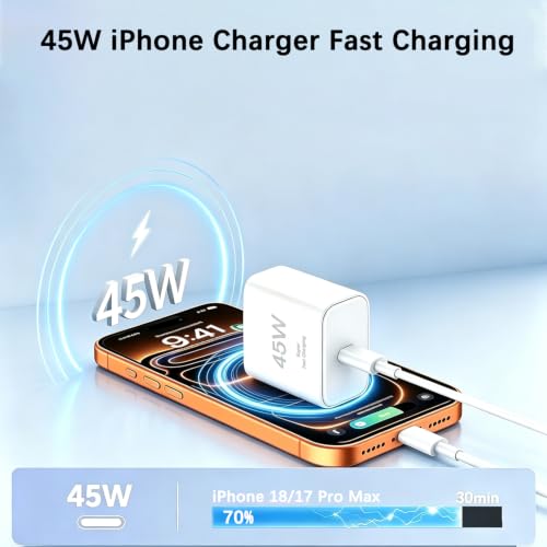 45W USB C Charger Fast Charging for iPhone 18 17 Pro,2Pack Quick iPhone Charger Block with 10FT USB C to C Charger Cable Cord for Apple iPhone Duo/18 Pro Max/17Pro Max/17 Pro/Air/16e/16Plus/16/15,iPad by Linboll - Used condition - Image 2