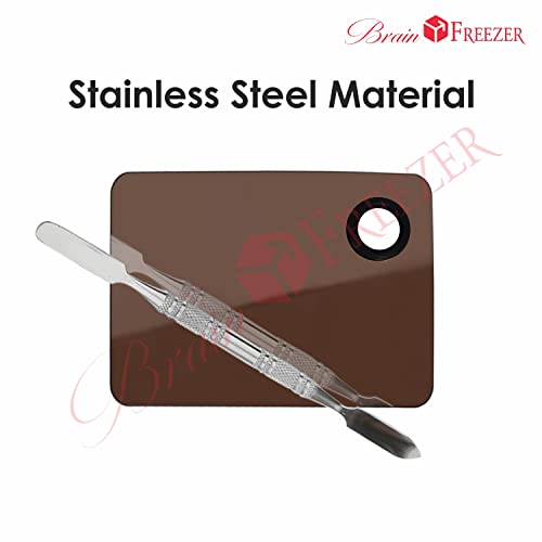 Image of Brain Freezer Shiny Makeup Palette With Stainless Steel Square Shape Spatula, Rose Golden 100 g