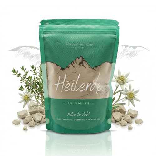 100% Natürliche Heilerde 400g Grüne Tonerde aus den Alpen Für innere & äußere Anwendung Maske gegen Pickel & Akne Wohlfühlkur Mineralerde Vegan & Rein