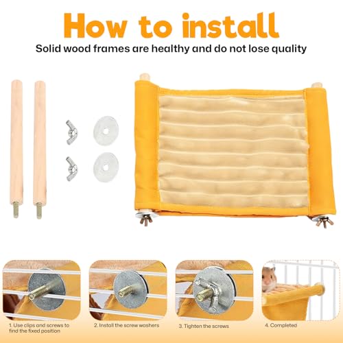 2 Stück Vogel Hängematte Etagenbett, Wellensittich Spielzeug Vogelnest HöHlen Schlafplätze Winter Warm Vogelnest Haus Grau und Gelb Vogelkäfig Zubehör für Papageien Käfig Hamster