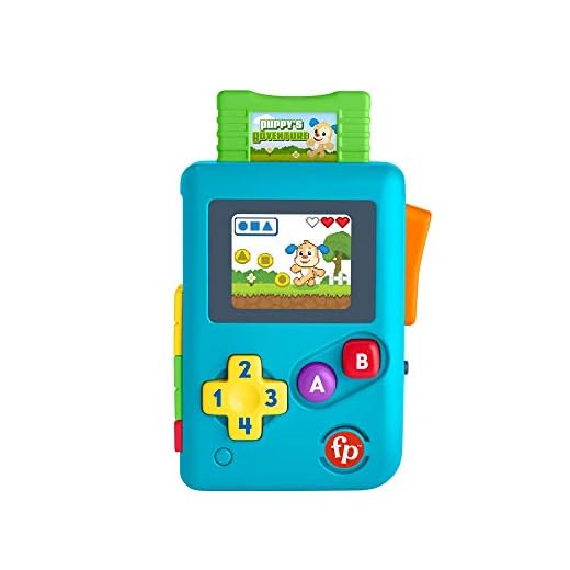Fisher-Price Videoconsola retro de aprendizaje de Ríe y Aprende, juguete con sonidos, regalo para bebés +6 meses, Mattel HBC82