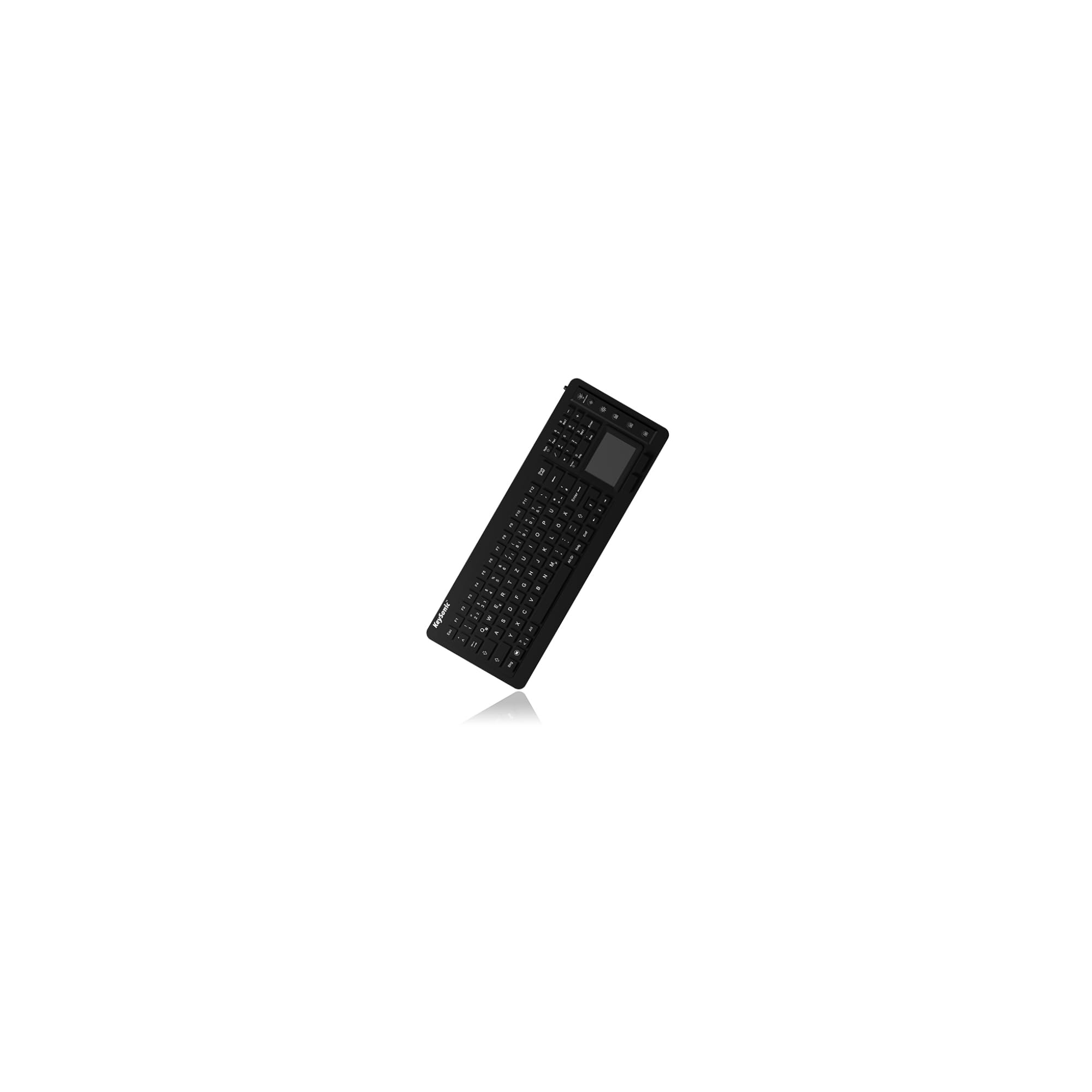 KeySonic 28036 KSK-6231 INEL (DE) Industrie Tastatur, USB-kabelgebunden mit Touchpad, wasserdicht, staubdicht (IP68), Silikon, schwarz