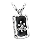 HACORO "Biker's Blessing Engraved Pendant Necklace, for Men Cross Pendant Neck Chain Jewelry Gift Co