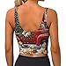 Women Girls Yoga Bras U-Shaped Back Comfy Athletic Tops Padded Sleeveless Activewear for Gym Exercise, Red Truck Christmas Tree Puppies Dog Snowy Village
